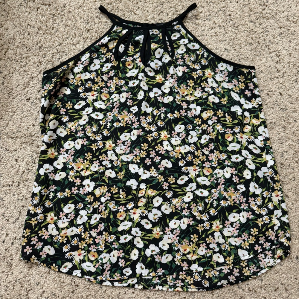 PaperMoon Floral Halter Neck With Cutouts Top Size Small